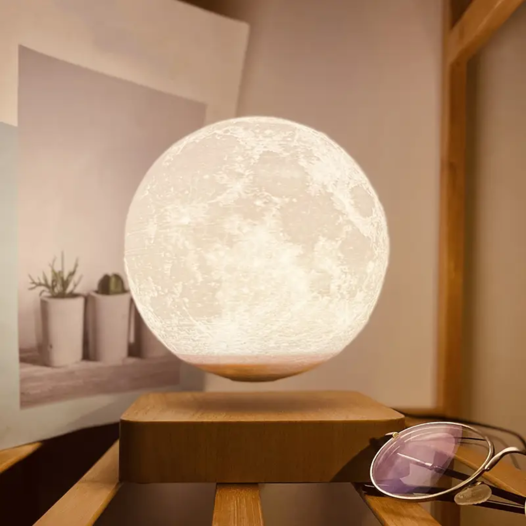 Luminária Lua 3D + Stand em Madeira