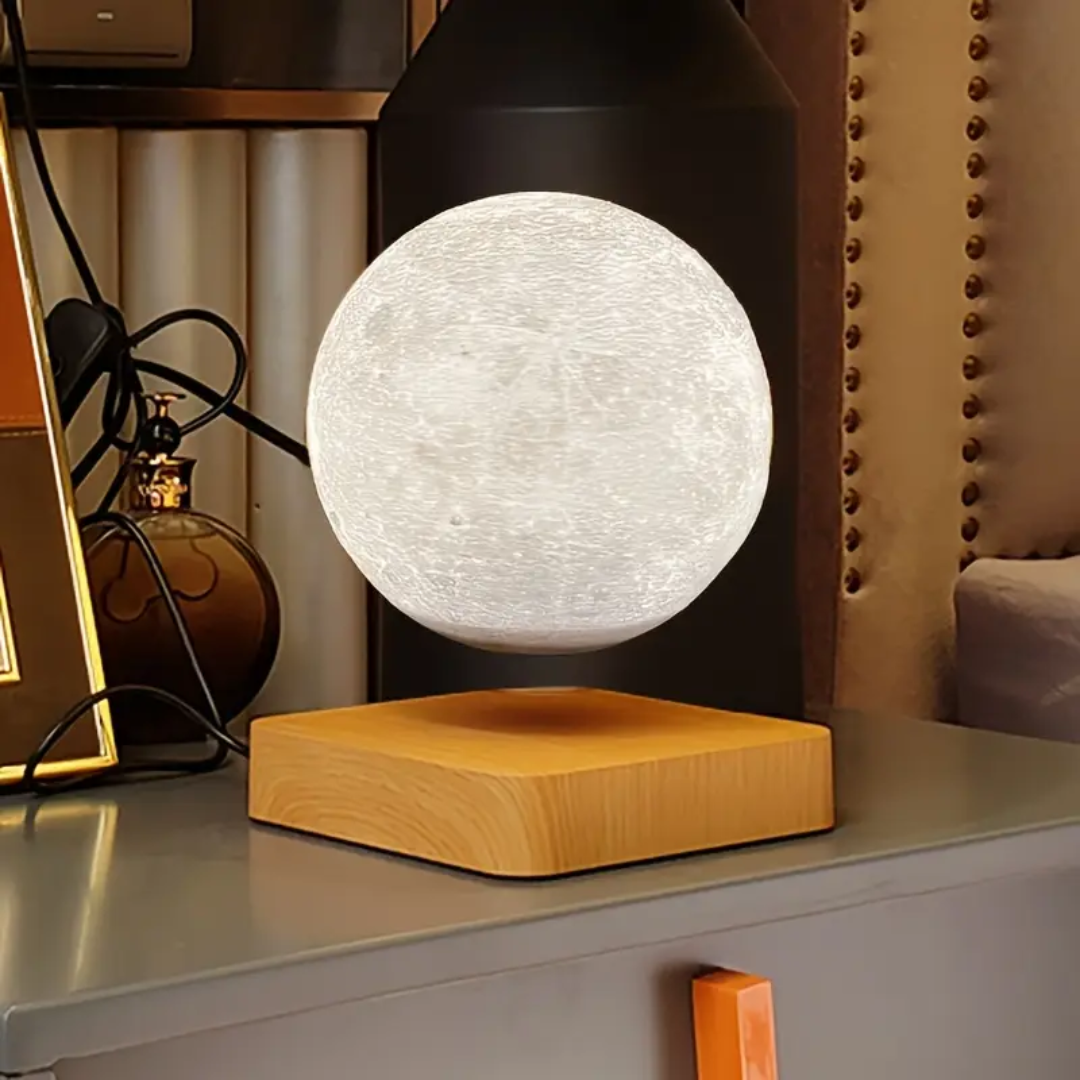 Luminária Lua 3D + Stand em Madeira