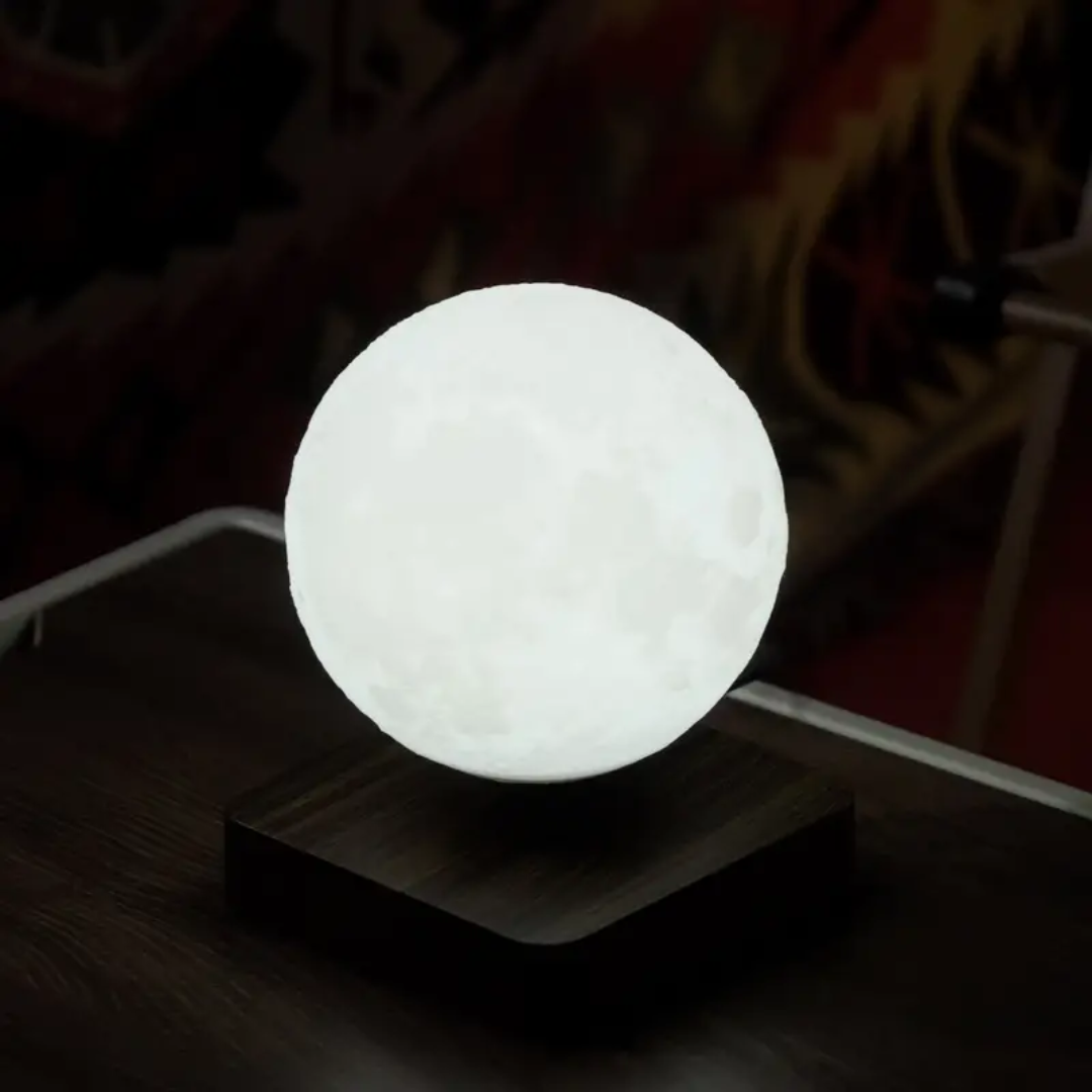 Luminária Lua 3D + Stand em Madeira