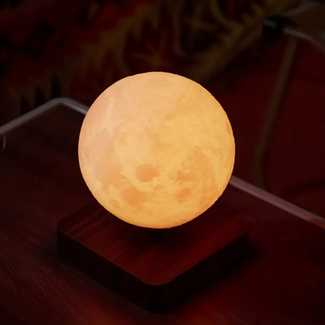 Luminária Lua 3D + Stand em Madeira