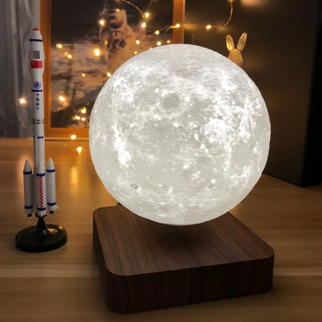 Luminária Lua 3D + Stand em Madeira