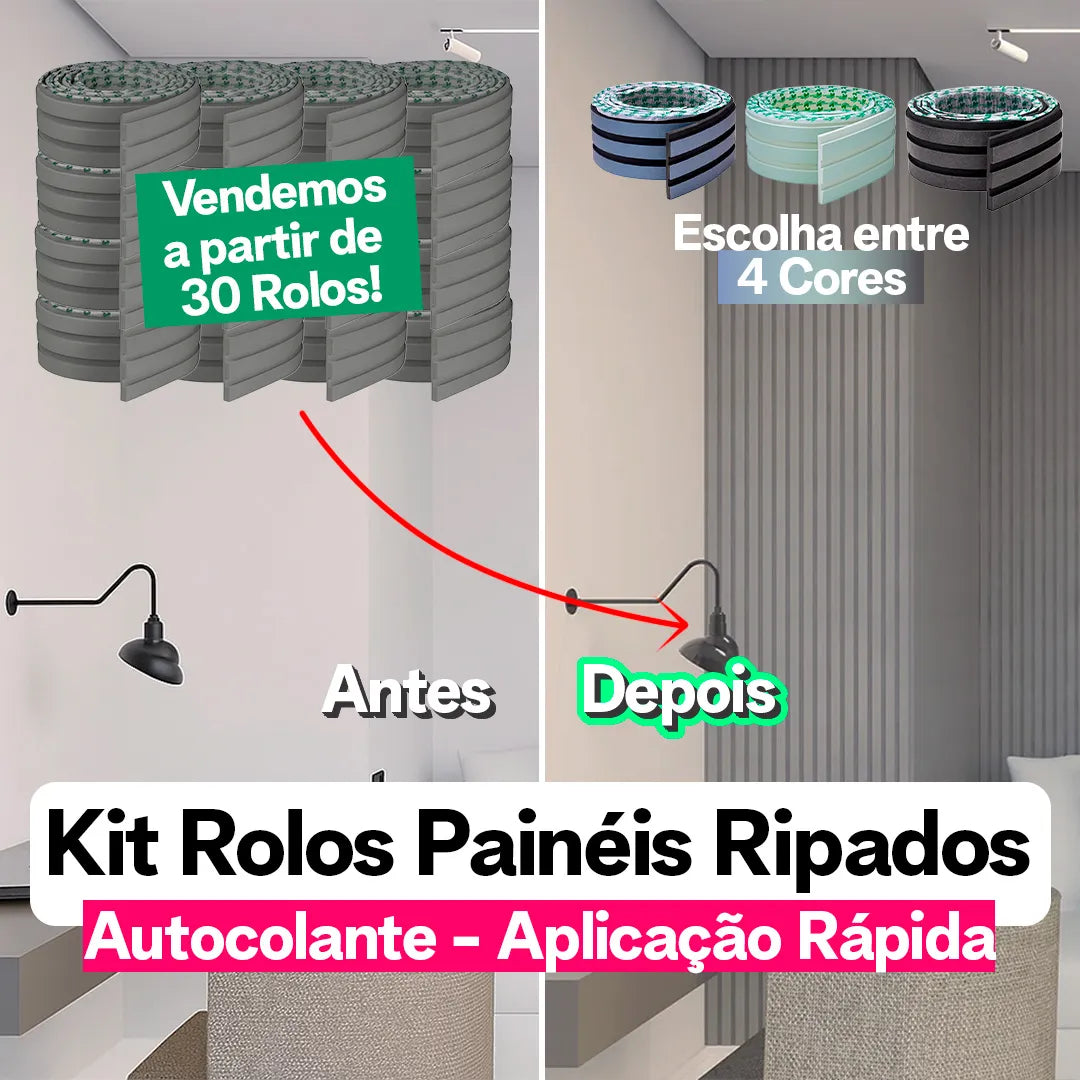 Kit Painel Ripado Autocolante 3M Laminado | PAREDES, AZULEIJOS | SUPER COLA