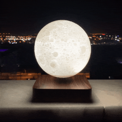 Luminária Lua 3D + Stand em Madeira