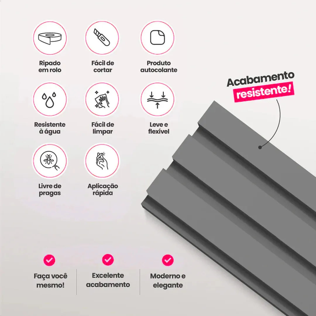 Kit Painel Ripado Autocolante 3M Laminado | PAREDES, AZULEIJOS | SUPER COLA